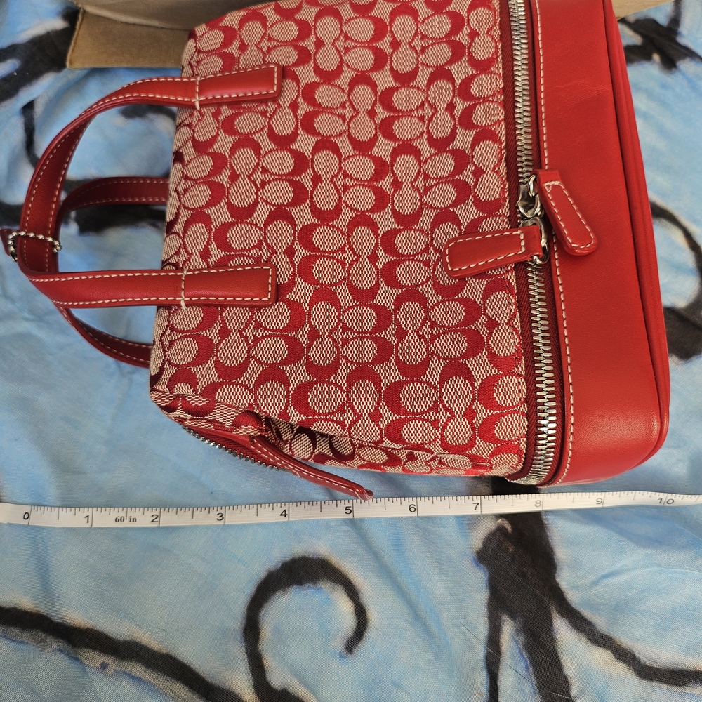 EUC Coach Red&Cream Signature Mini Satchel - Picture 14 of 15
